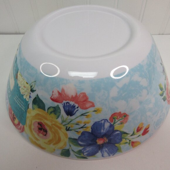 Pioneer Woman Salad Serving Bowl Delaney Floral Red Check Melamine 10"dia 2.5Qt - Picture 5 of 9